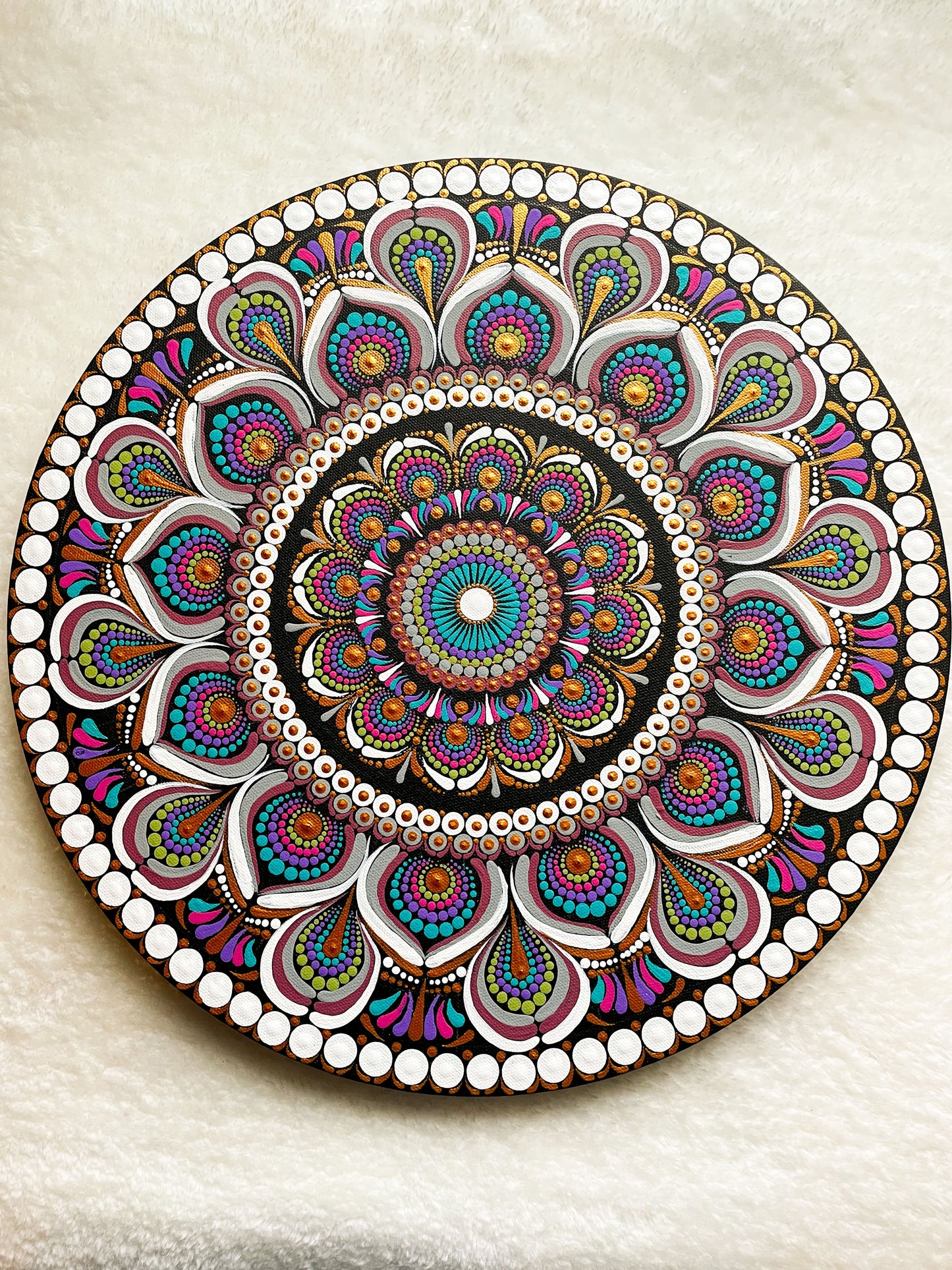 Prosperity - 16" Dot Mandala on canvas