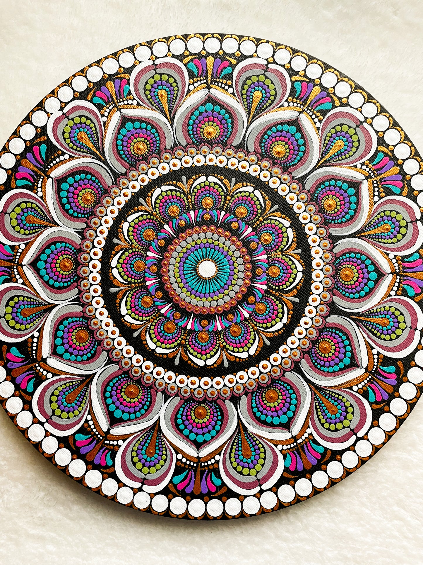 Prosperity - 16" Dot Mandala on canvas