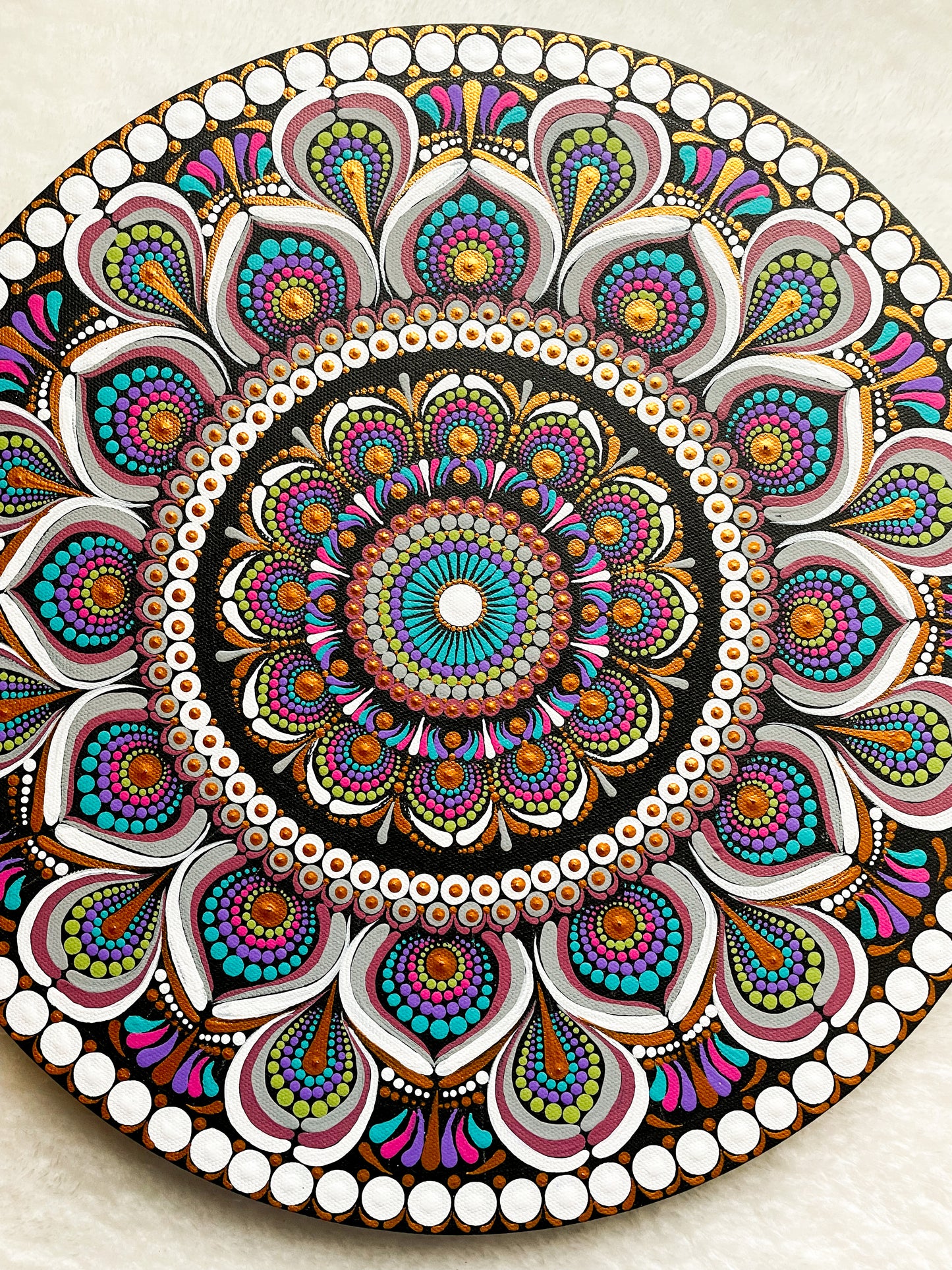 Prosperity - 16" Dot Mandala on canvas