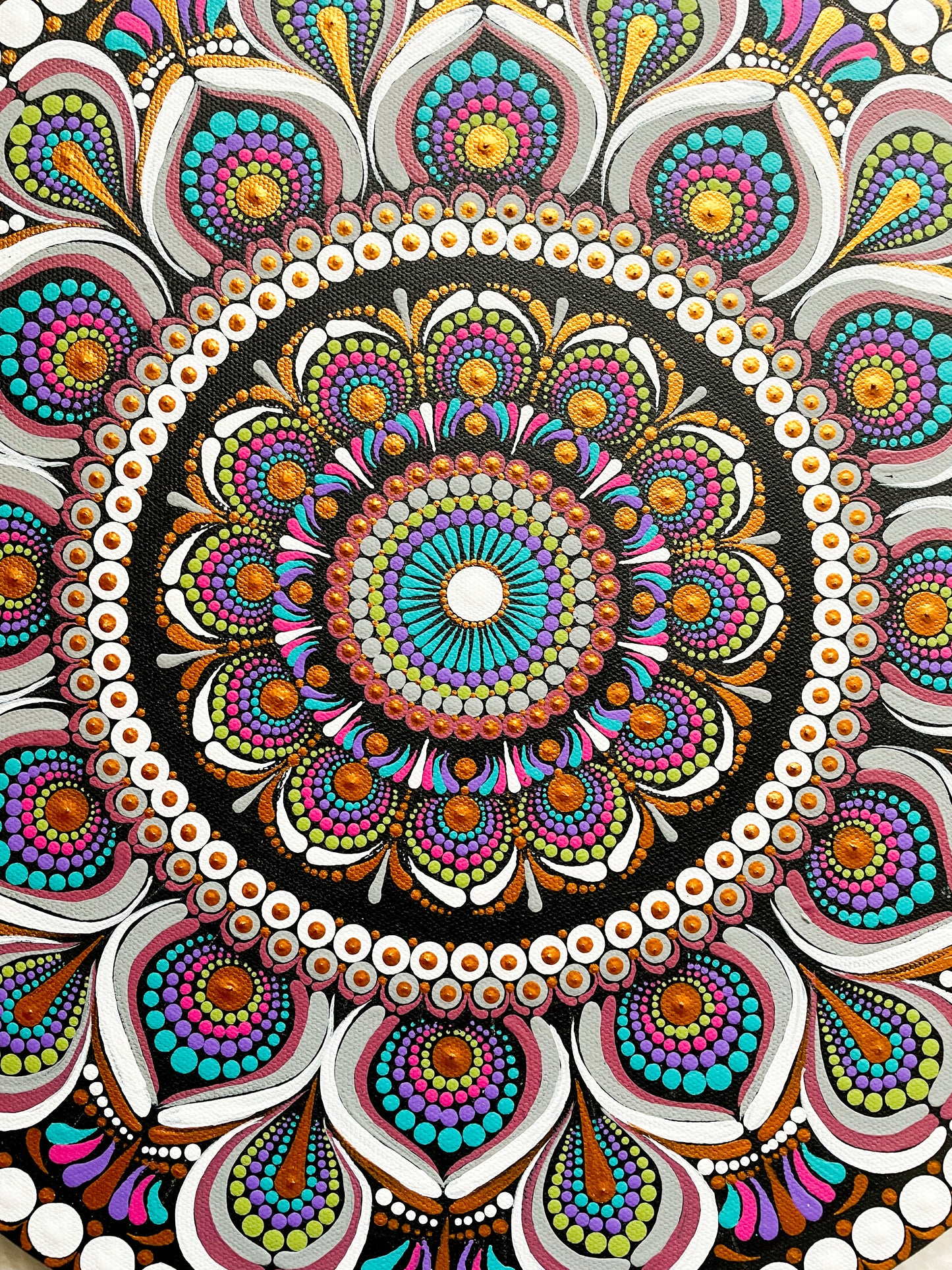 Prosperity - 16" Dot Mandala on canvas