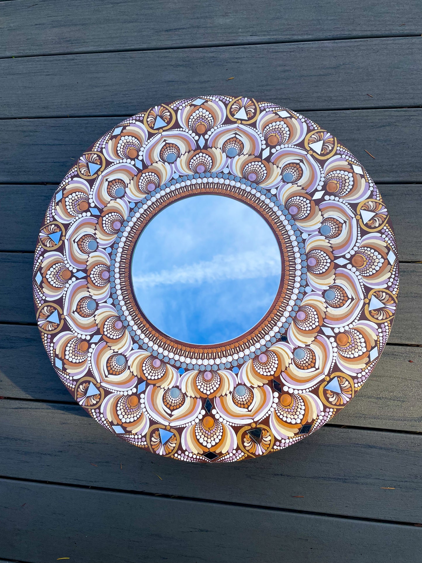 Boho Themed Mandala - 24" Dot Mandala on Wood