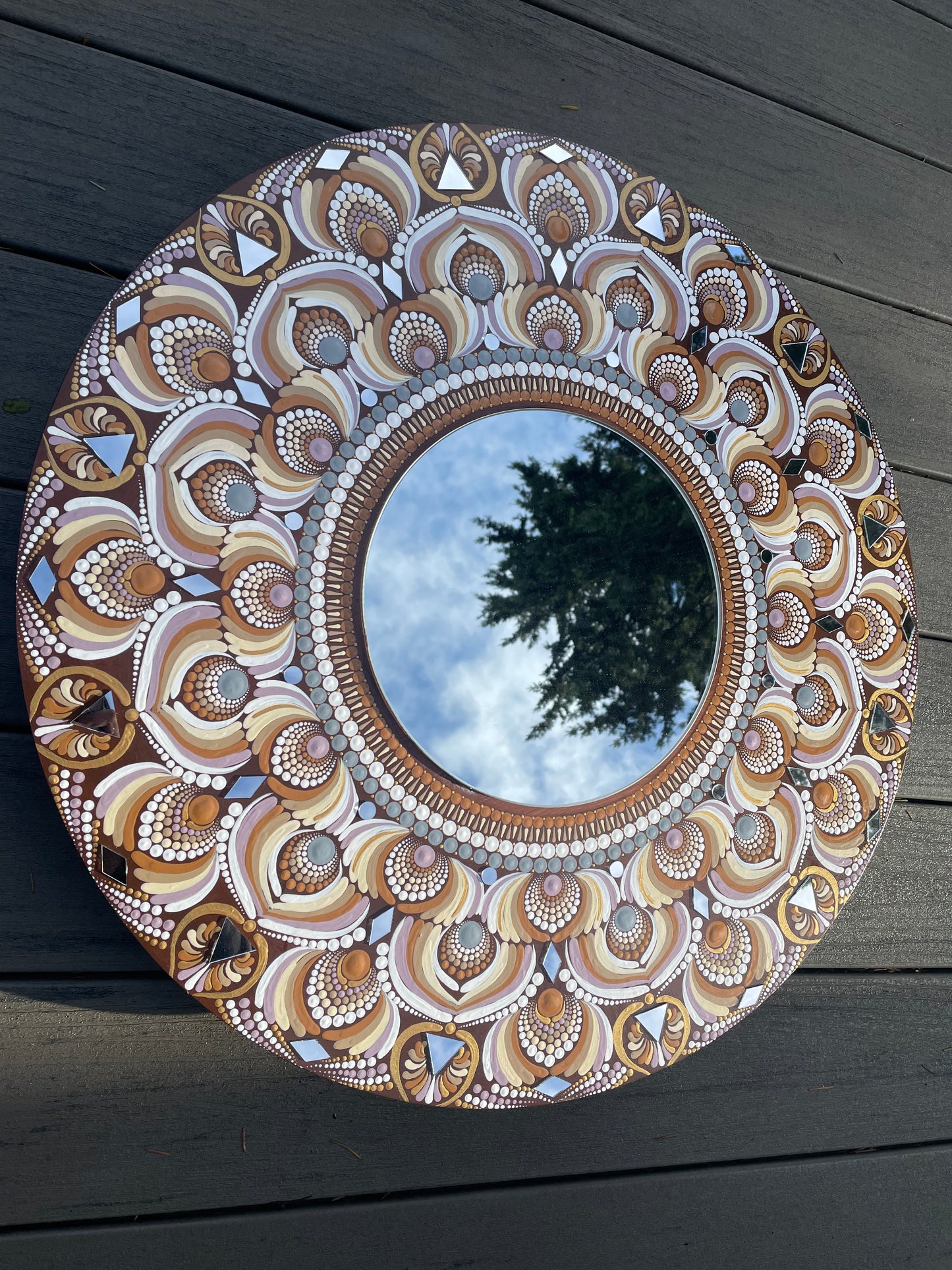 Boho Themed Mandala - 24" Dot Mandala on Wood