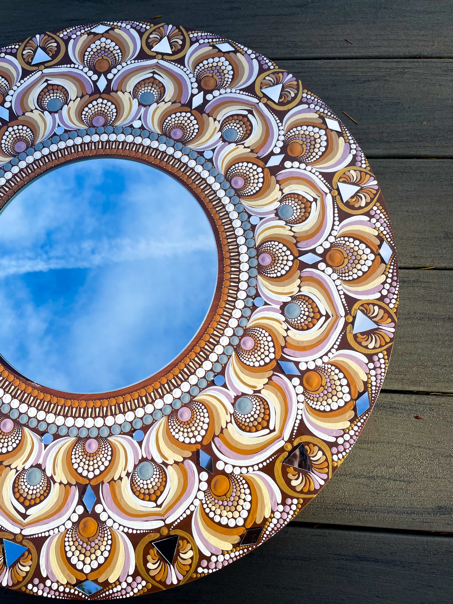 Boho Themed Mandala - 24" Dot Mandala on Wood