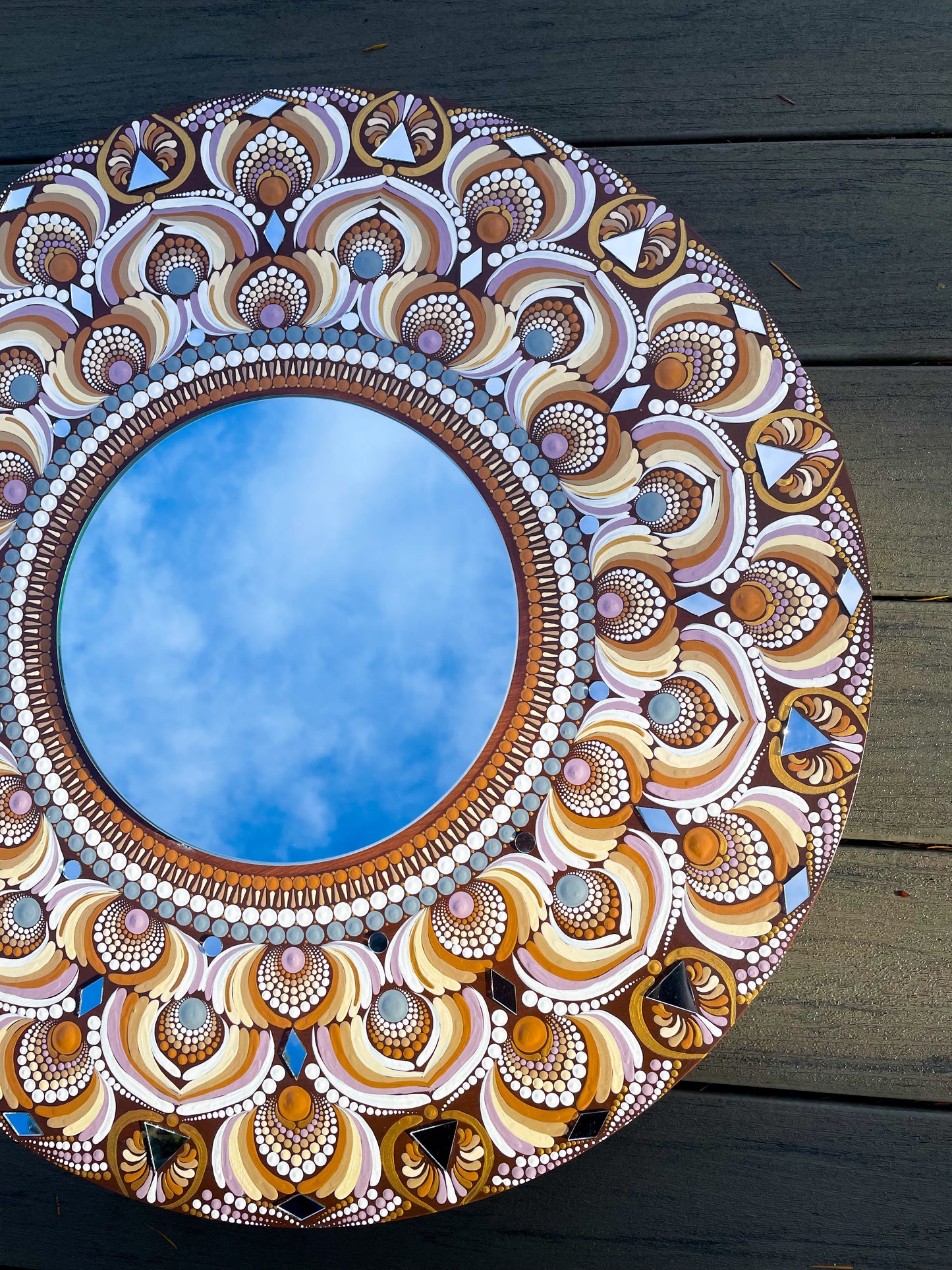 Boho Themed Mandala - 24" Dot Mandala on Wood