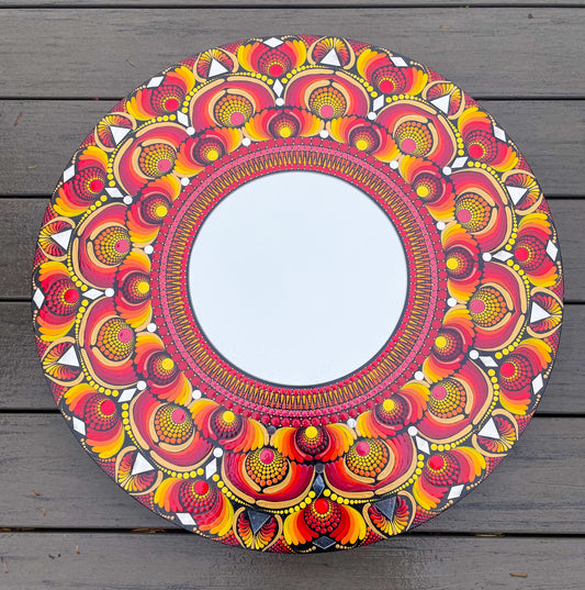 Sunrise Mandala - Original Dot Mandala on 24" Round Wood