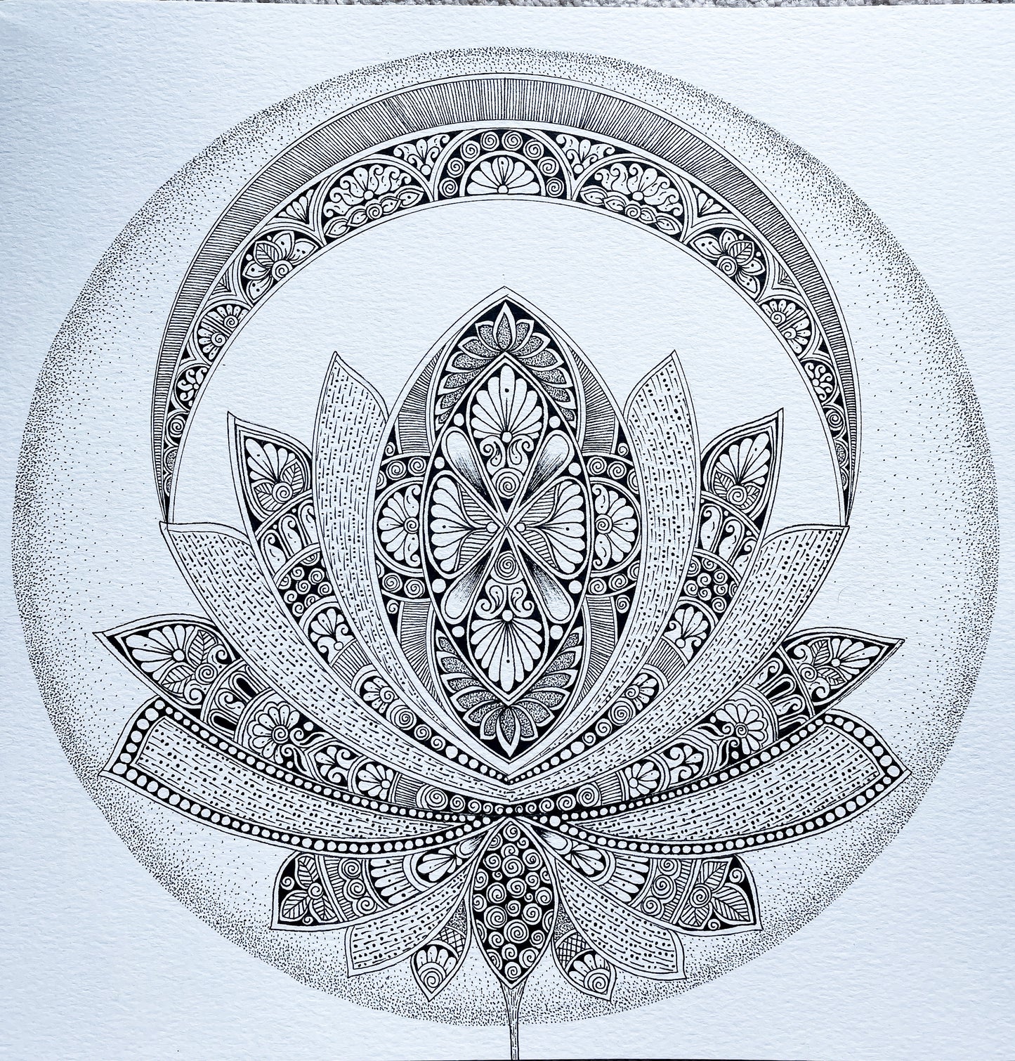 The Lotus - 12" * 12" Hand-drawn Mandala Art